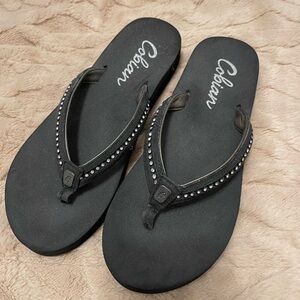 Cobian diamond Rhinestone embellished Sparkle Flip Flops comfort yoga mat